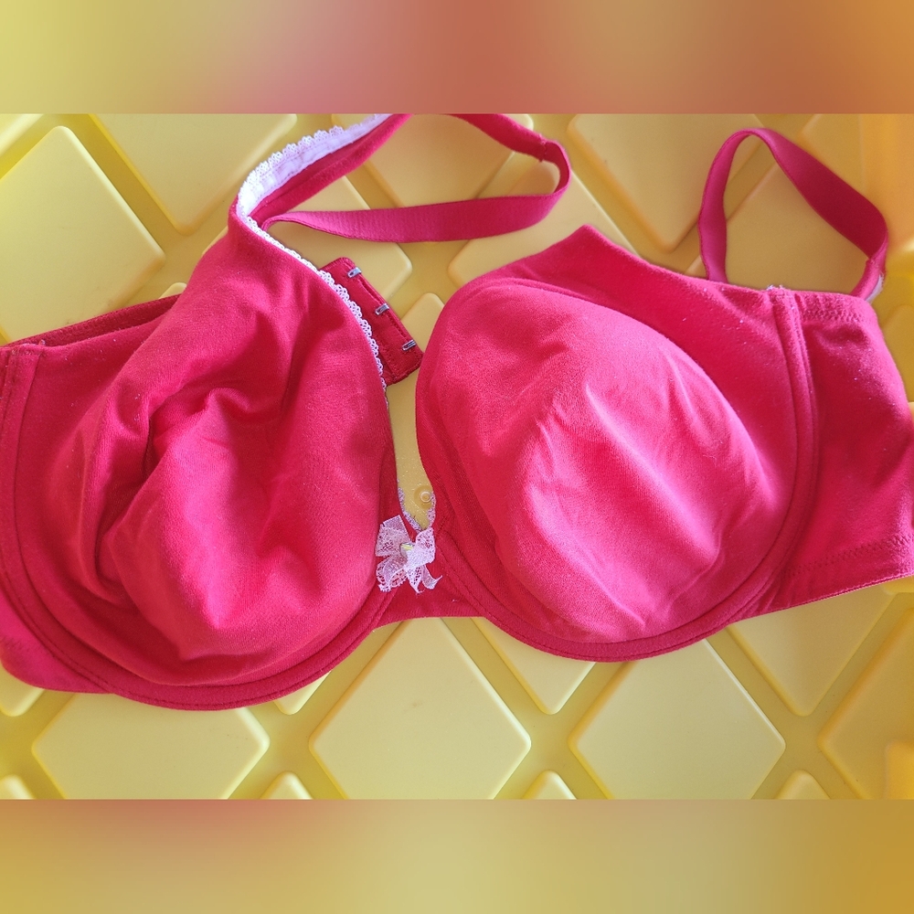 Elegant Red Lace Trim Bra